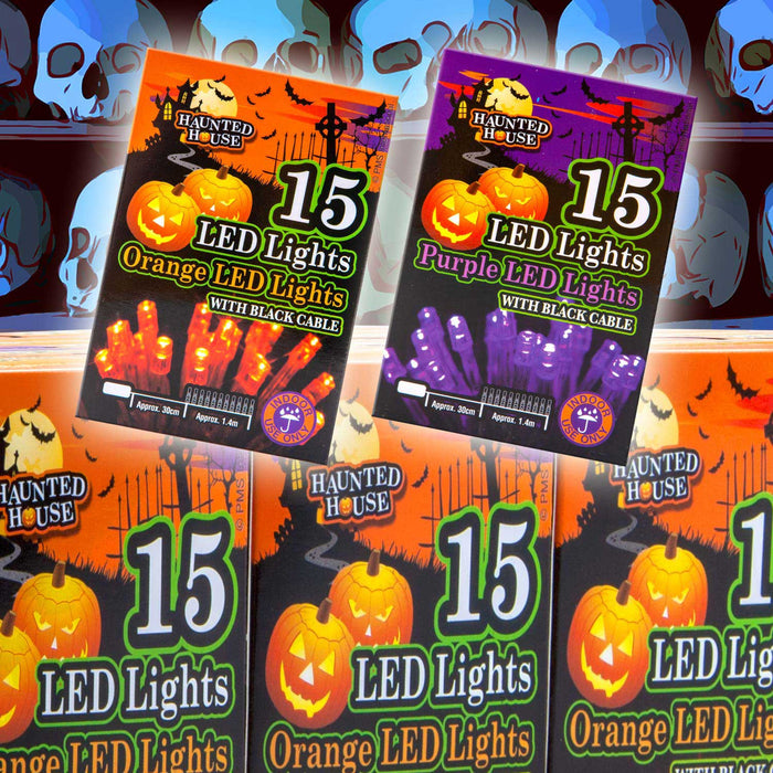 Halloween Lights 2 Pack, LED Fairy Lights, Decorations Purple Orange Length 30cm
