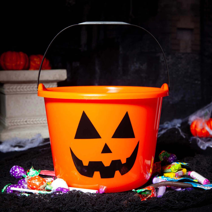 Halloween Candy Bucket Sweet Jumbo Loot Bucket Trick or Treat Bucket Orange