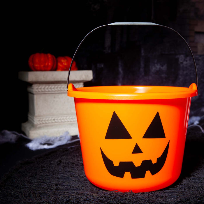 Halloween Candy Bucket Sweet Jumbo Loot Bucket Trick or Treat Bucket Orange