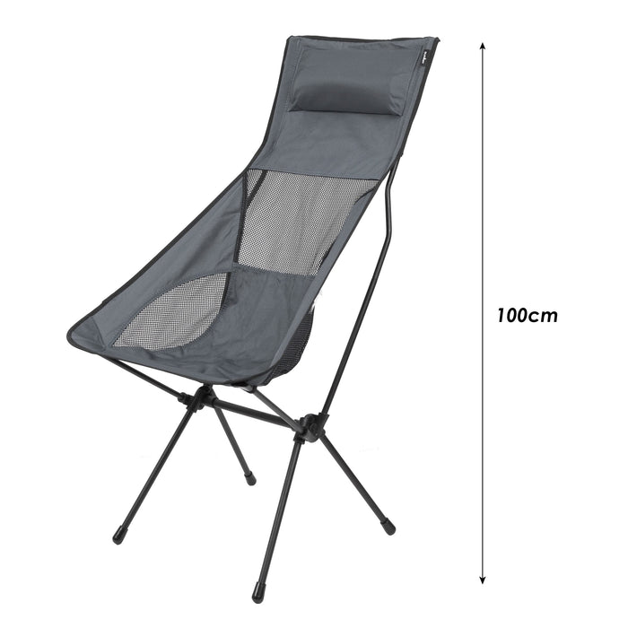 High Back Folding Camping Chair | 2 Set |Carry Bag  | Slate Grey