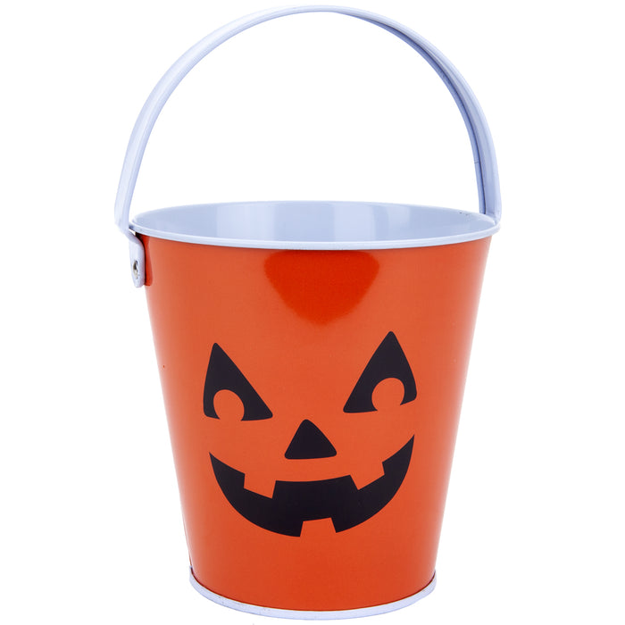 Halloween Sweets Bucket Trick or Treat Tin Halloween Candy Bucket Pumpkin Design