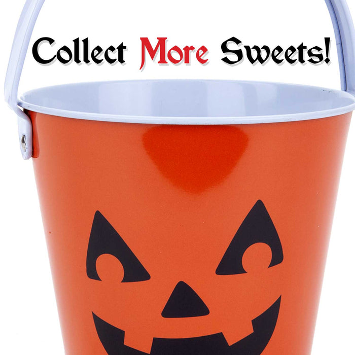 Halloween Sweets Bucket Trick or Treat Tin Halloween Candy Bucket Pumpkin Design