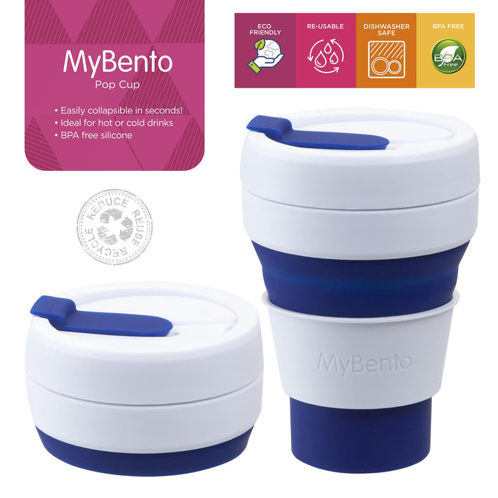 Collapsible Travel Cup, Spill Proof Pop Up Midi (Navy)