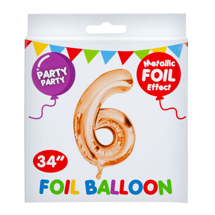 Rose Gold Foil Number 6 Balloon 34" Metallic Party Decoration