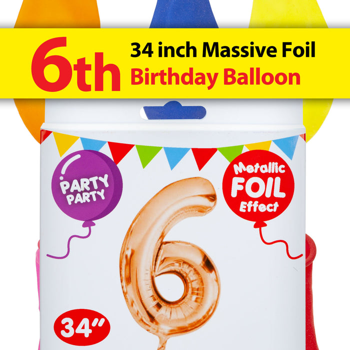 Rose Gold Foil Number 6 Balloon 34" Metallic Party Decoration