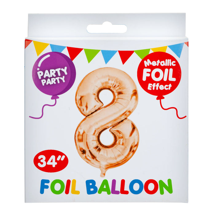 Rose Gold Foil Number 8 Balloon 34" Metallic Party Decoration