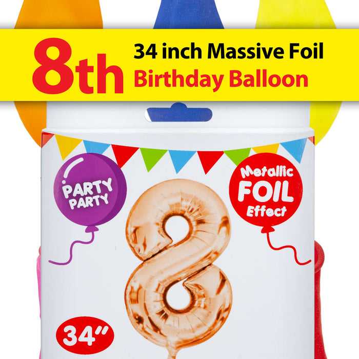 Rose Gold Foil Number 8 Balloon 34" Metallic Party Decoration