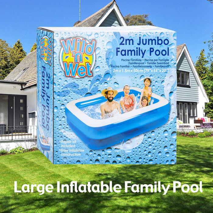 Family Paddling Pool 2m x 1.4m - Wild n' Wet