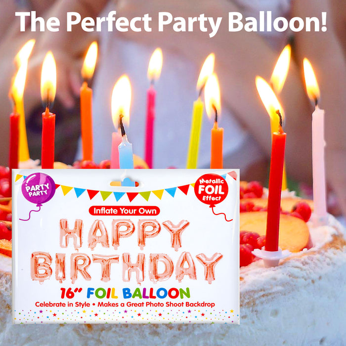 Rose Gold Foil Happy Birthday Balloon Letters 16" Metallic Party Decoration Kit