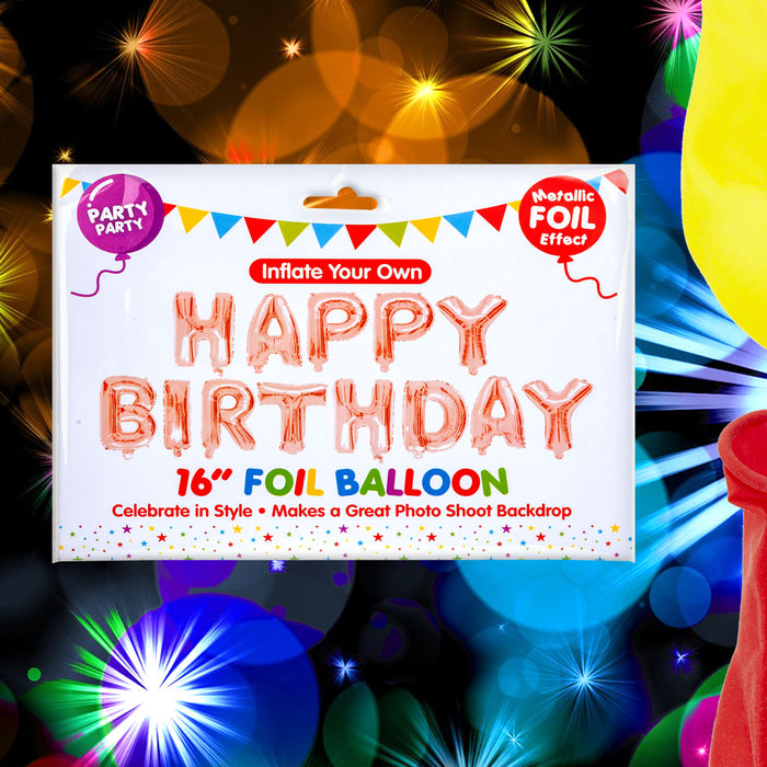 Rose Gold Foil Happy Birthday Balloon Letters 16" Metallic Party Decoration Kit