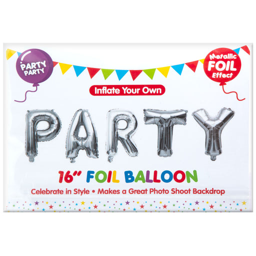 Silver Foil Party Balloon Letters 16" Metallic Party Decoration Kit