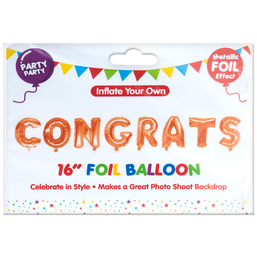 Rose Gold Foil Congrats Balloon Letters 16" Metallic Party Decoration Kit