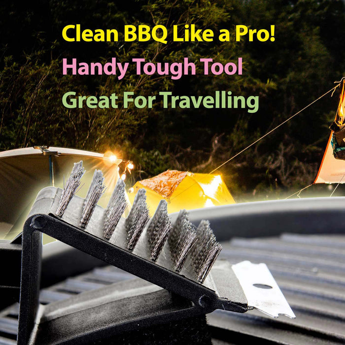 BBQ Cleaning Tool 3in1 6cm With Steel Scraper Bar-B-King