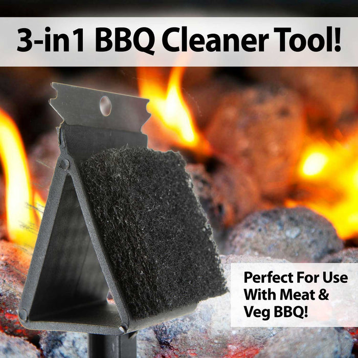 BBQ Cleaning Tool 3in1 6cm With Steel Scraper Bar-B-King