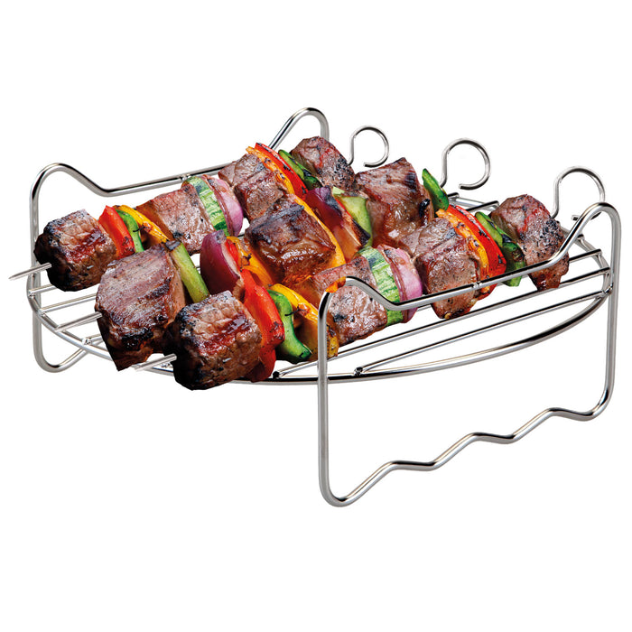 Air Fryer Rack With 3 Skewers - Air Fryer Accessory 19.5cm x 19.5cm x 5cm - Silver