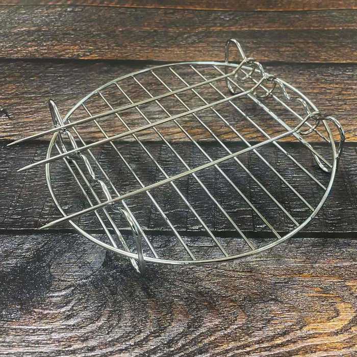 Air Fryer Rack With 3 Skewers - 19. 5cm x 19. 5cm x 5cm - Silver