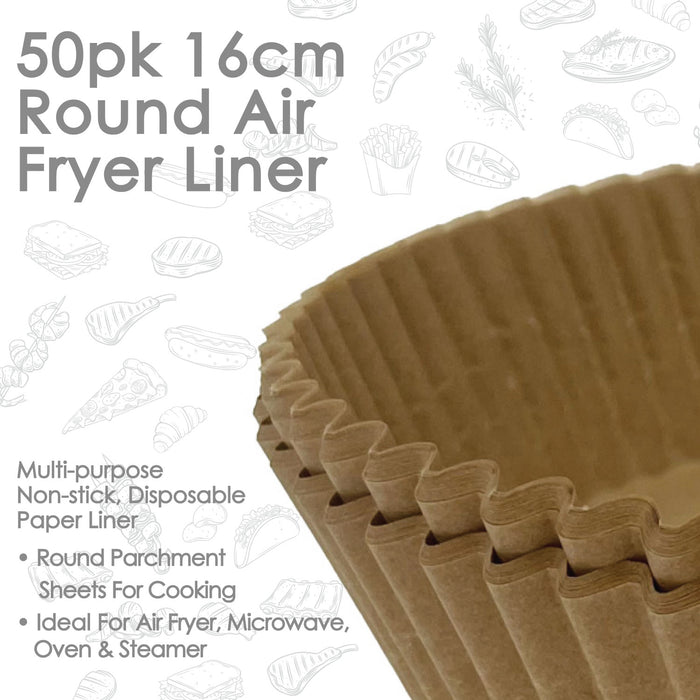 Air Fryer liner Round Paper Non Stick, Disposable Paper Liner Pack of 50 16cm