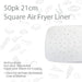 Air Fryer Square liner Paper Non Stick, Disposable Paper Liner Pack of 50 21cm