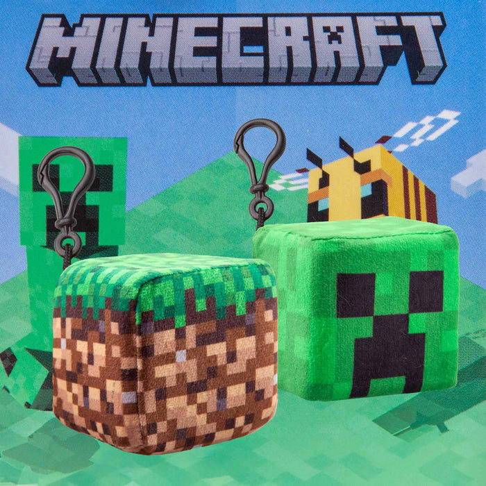 Minecraft Soft Toy Clip On Steve Creeper TNT and Land Blocks Bag Clip Pack of 4