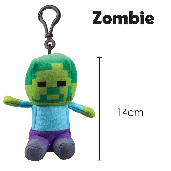 Minecraft Soft Toy Clip On Zombie Video Game Character-Officially Licensed Toy Clip