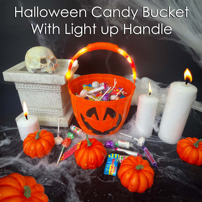 Halloween Candy Bucket with Light - Sweet Holder Orange