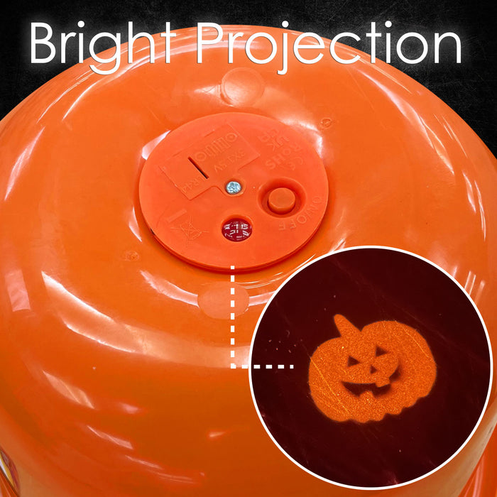 Halloween Candy Bucket Pumpkin, Ghost, Frankenstein Light Projecting Pack of 3