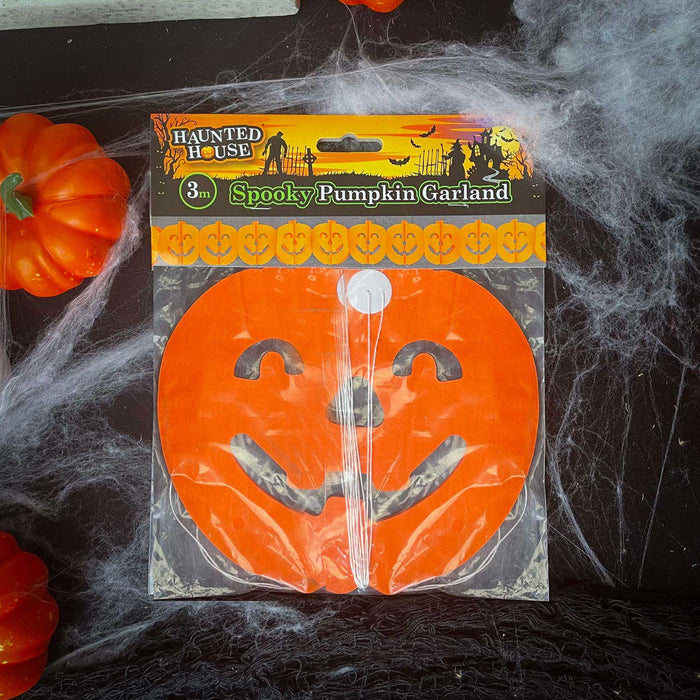 Halloween Pumpkin Garland Paper Home Party Decorations Themed 3M
