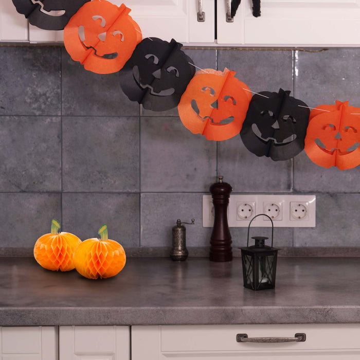Halloween Pumpkin Hanging Decoration HoneyComb Home Party Decorations Pack of 2
