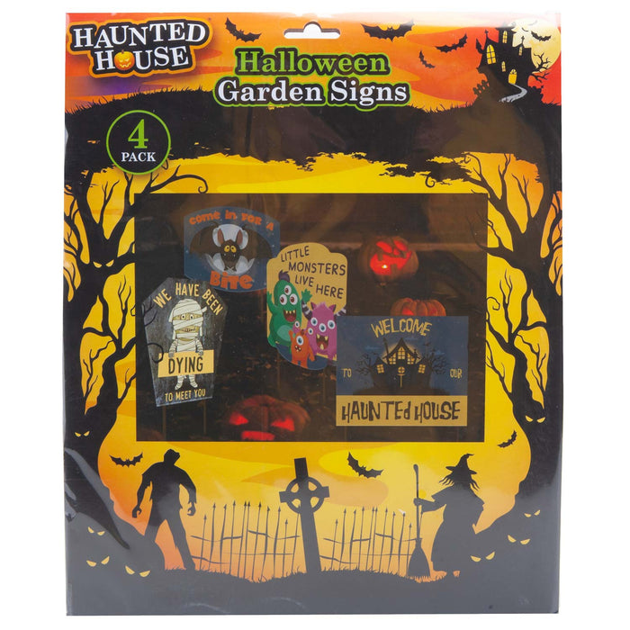 Halloween Garden Signs Home Party Decorations - Outdoor Props Pack of 4