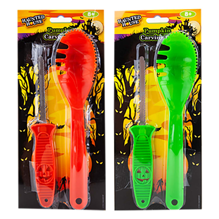 Halloween Pumpkin Carving Set 2 Pieces Carving Tools for Halloween Orange