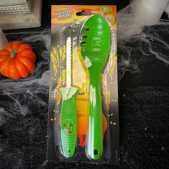 Halloween Pumpkin Carving Set 2 Pieces Carving Tools for Halloween Green