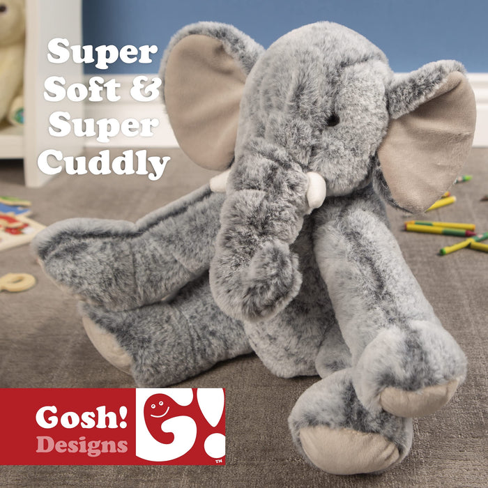 Elephant Soft Toy 31cm Plush Cuddly - Super Cute & Fluffy - Grey