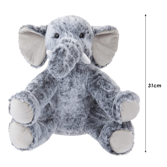 Elephant Soft Toy 31cm Plush Cuddly - Super Cute & Fluffy - Grey