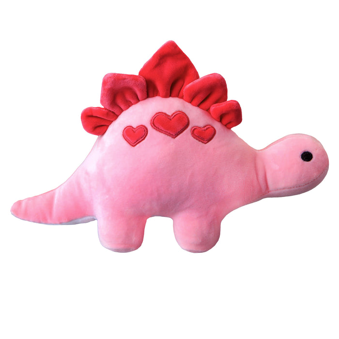 Valentines Soft Toy Dinosaur Pink Stegosaurus with Love Hearts 23cm