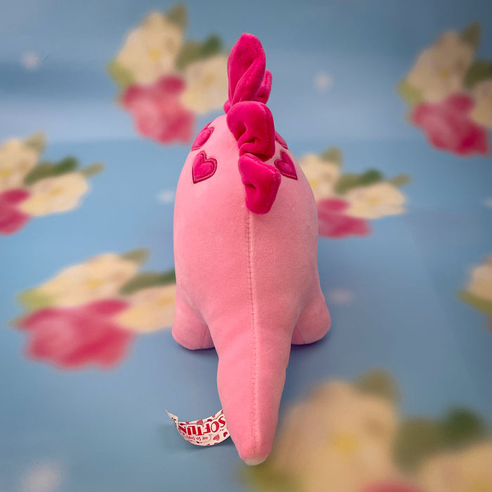 Valentines Soft Toy Dinosaur Pink Stegosaurus with Love Hearts Pink Stegosaurus 23cm