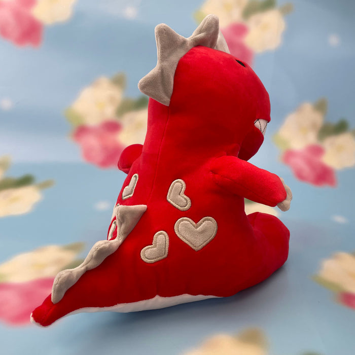 Valentines Soft Toy Dinosaur Red T Rex with Love Hearts Red T Rex 30cm