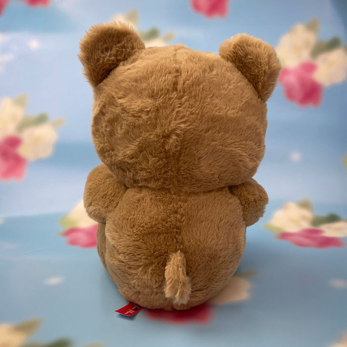 Valentines Soft Toy Bear Holding Love Heart-Fluffy Brown Bear