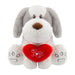 Valentines Soft Toy Dog Puppy Holding Love Heart Plush Toy Grey Dog 22cm