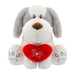 Valentines Soft Toy Dog Puppy Holding Love Heart Plush Grey