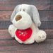 Valentines Soft Toy Dog Puppy Holding Love Heart Plush Toy Grey Dog 22cm