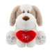 Valentines Soft Toy Dog Puppy Holding Love Heart Plush Toy Brown Dog 22cm