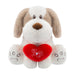 Valentines Soft Toy Dog Puppy Holding Love Heart Plush Brown