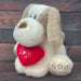 Valentines Soft Toy Dog Puppy Holding Love Heart Plush Brown