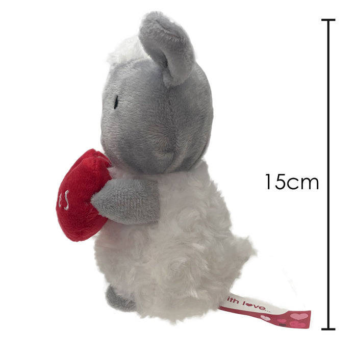 Valentines Soft Toy Sheep Holding Love Heart Plush Toy Sheep 15cm