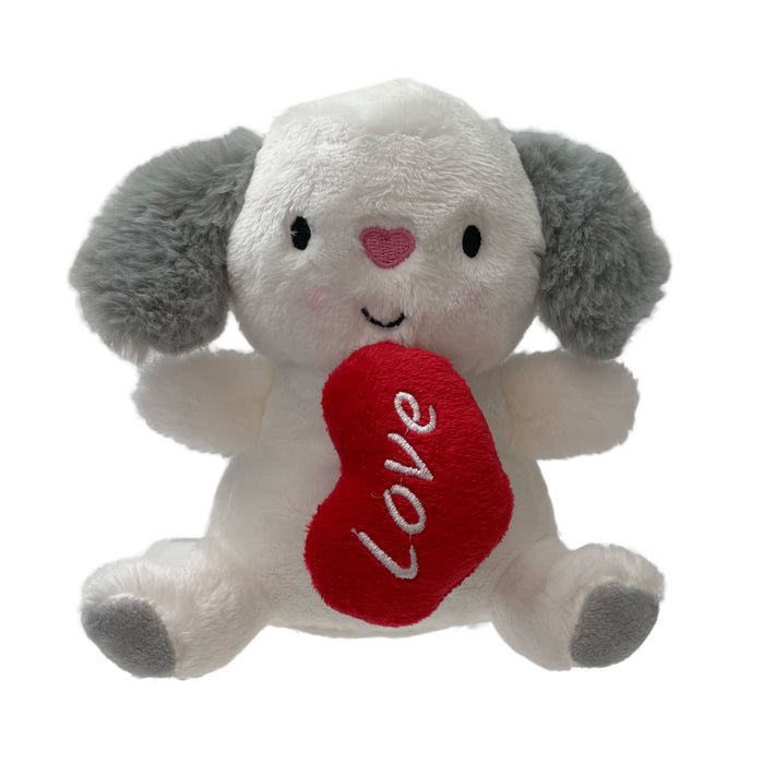 Valentines Soft Toy Dog Holding Love Heart Plush Toy Dog15cm