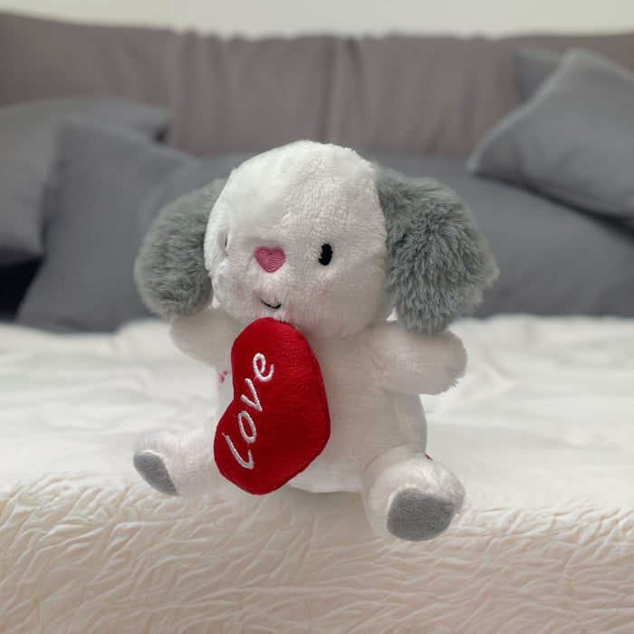 Valentines Soft Toy Dog Holding Love Heart Plush Toy Dog15cm