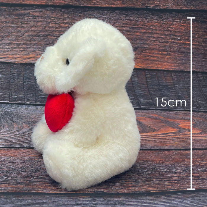 Valentines Soft Toy Dog Puppy Holding Love Heart Plush Toy White 15cm