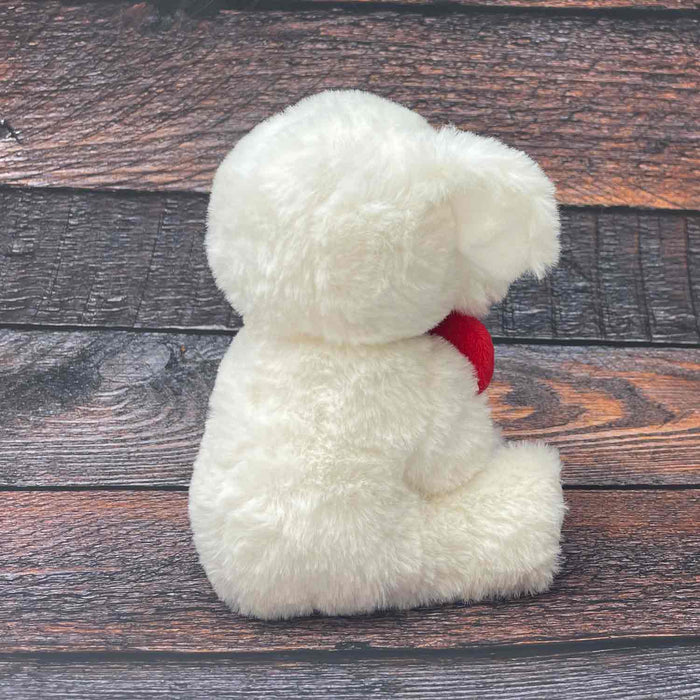 Valentines Soft Toy Dog Puppy Holding Love Heart Plush Toy White Dog