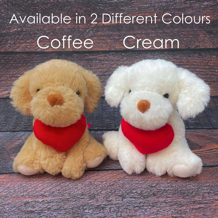 Valentines Soft Toy Dog Puppy Holding Love Heart Plush Toy White Dog