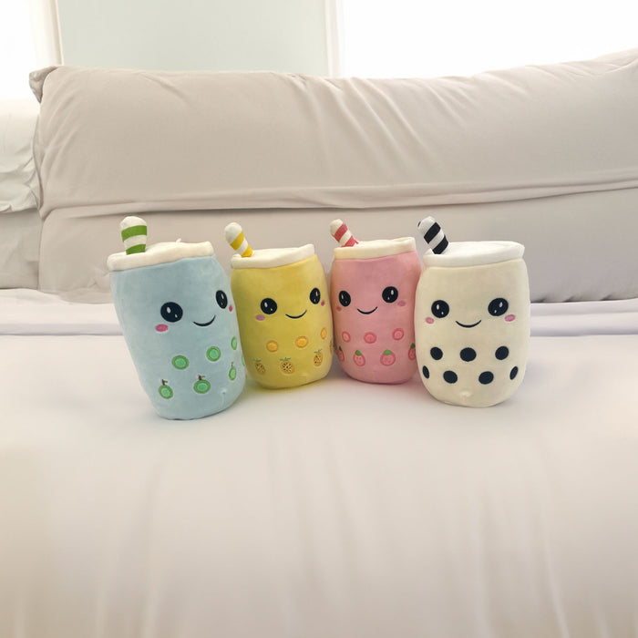 Boba Tea Soft Toy White Bubble Plush Pillow, Cute Apple